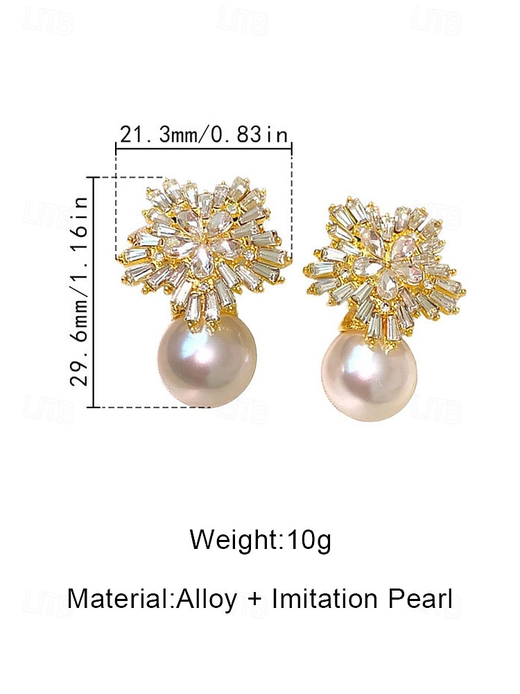 Women's Christmas Pearl and Crystal Snowflake Earrings, Alloy Material, Available in Red, White, and Multiple Colors – Perfect Holiday Gift 2026 - $11.99 –P9
