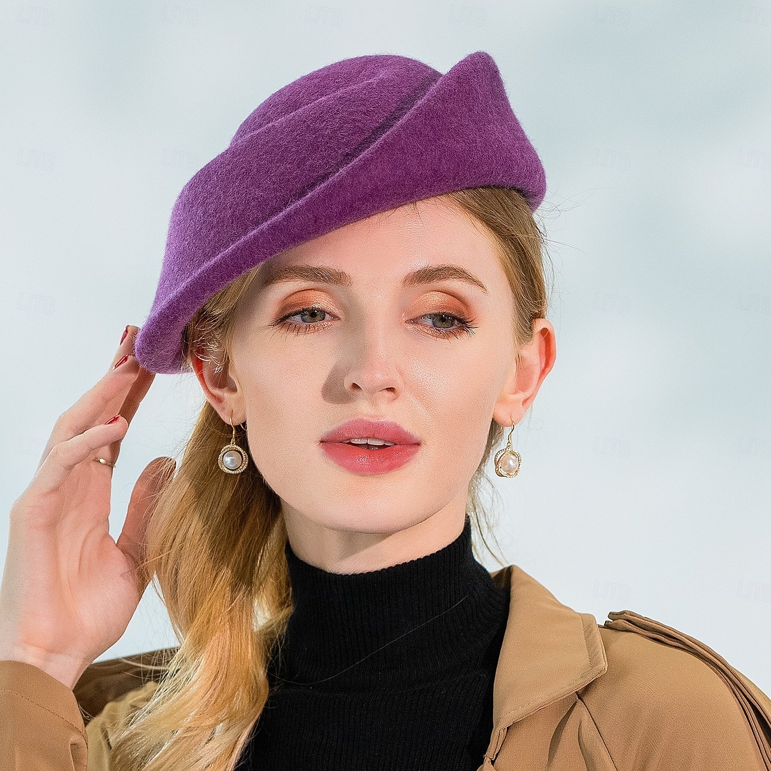 Sombreros 100% lana, boina, sombrero fedora, sombrero platillo, cóctel de boda, elegante tocado de tul de color puro. 2026 - $45.99 –P4