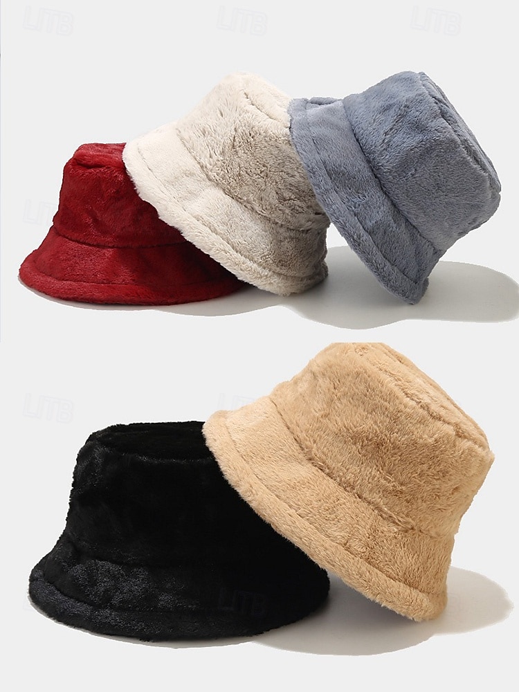 Cappello da pescatore natalizio da donna in pelliccia sintetica, morbido e accogliente, disponibile in più colori: regalo perfetto per le feste del 2026 a $11.99 –P5