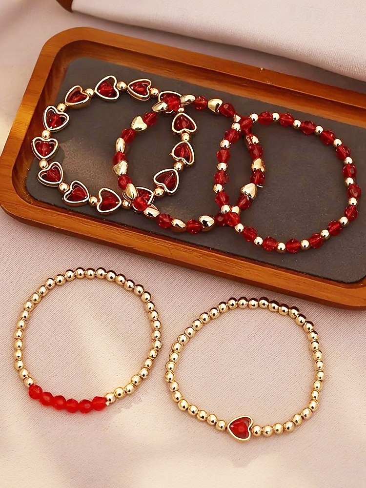 Женский рождественский браслет из бусин с вишневой тематикой, красный и золотой, идеальный подарок на праздник 2026 - $9.99 –P10