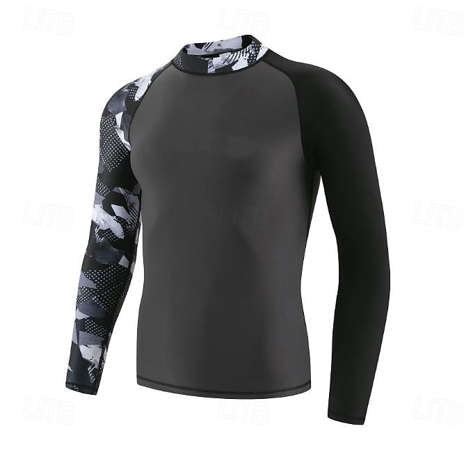 Herre Rash-guard Svømmeskjorte UPF50+ Hurtigtørkende Lettvekt Langermet Ikke-Klø Klær Badedrakt Surfing Strand Vannsport Svømming Lapper Sommer 2025 - $30.99 –P16