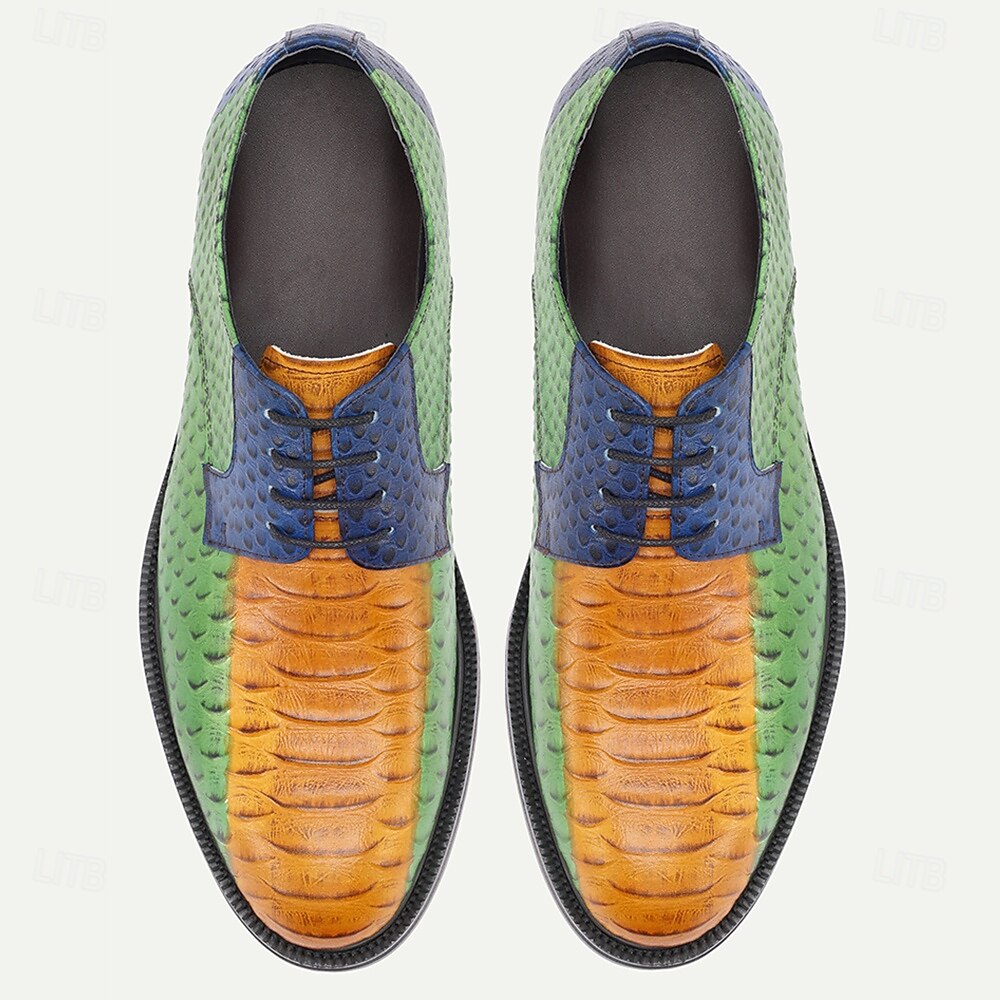 Men's Green and Tan Leather Dress Shoes – Unique and Trendy Design, Ideal for Special Occasions, Fashion-forward Events and Office Wear 2026 - €87.99 –P5