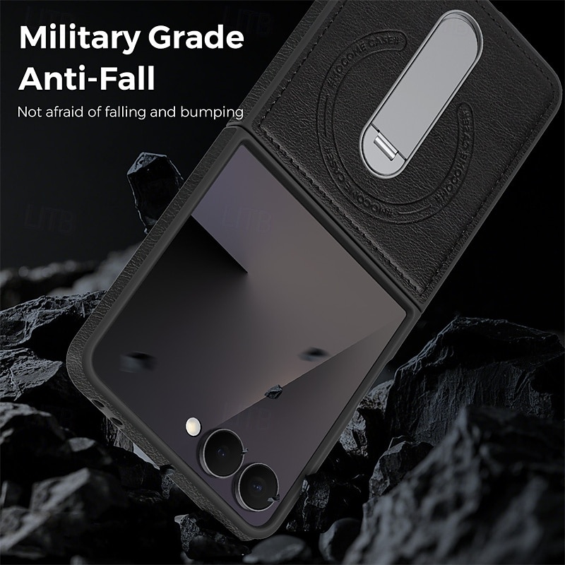 Phone Case For Samsung Galaxy Z Flip 7 Z Flip 6 Z Flip 5 Z Flip 4 Z Flip 3 Back Cover Magnetic Adsorption with Stand Holder Magnetic Support Wireless Charging Retro PC PU Leather 2026 - $20.99 –P5