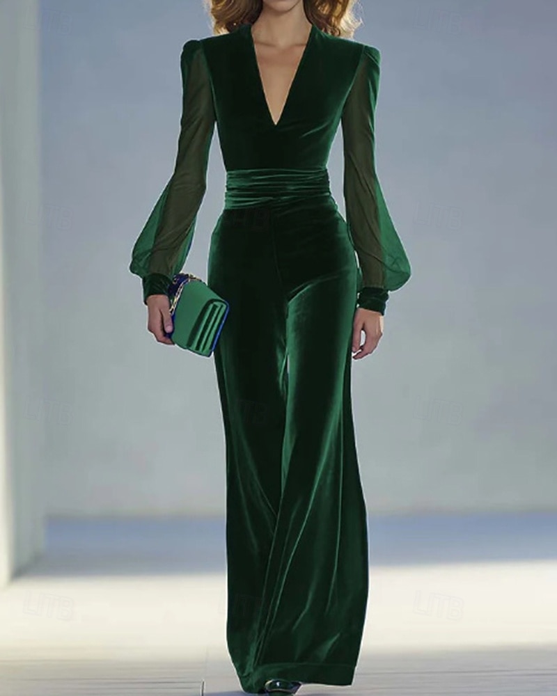 Damen Onesie Mode Sexy Einfarbig Patchwork Netz Urlaub Straße Date Langarm V Ausschnitt Blau Grün Frühling Herbst Winter Schmale Passform 2026 - $52.99 –P2