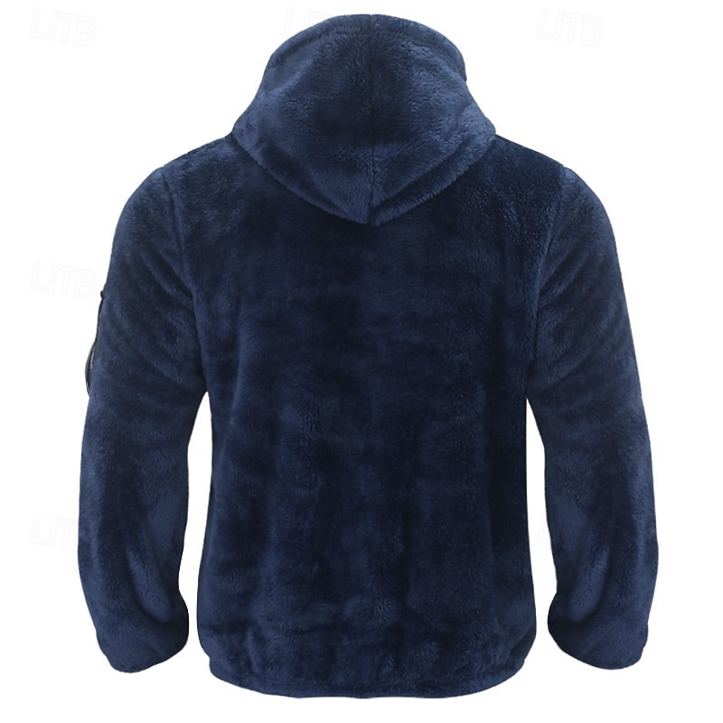 Homens Casaco de inverno Casaco de pelúcia Jaqueta casual Ao ar livre Casual Térmico / Quente Bolsos Zip Completo Outono Inverno Tecido Roupa de rua Diário Com Capuz Padrão Preto Azul Marinha cáqui de 2026 por $34.99 –P7