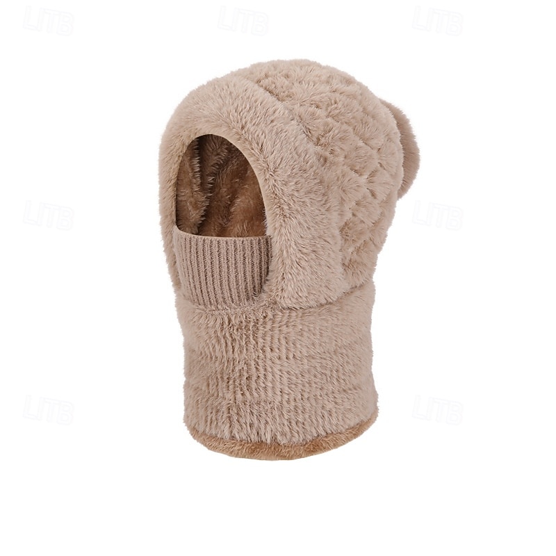 Czapka beanie 3 w 1, ocieplacz na szyję i osłona twarzy, zimowa, ciepła czapka beanie z maską na twarz i ocieplaczem na szyję dla kobiet, do jazdy na rowerze na świeżym powietrzu, jazdy na nartach, nauszniki z dzianiny, wygodna, pełna osłona głowy, zimna  2026 - $25.99 –P10