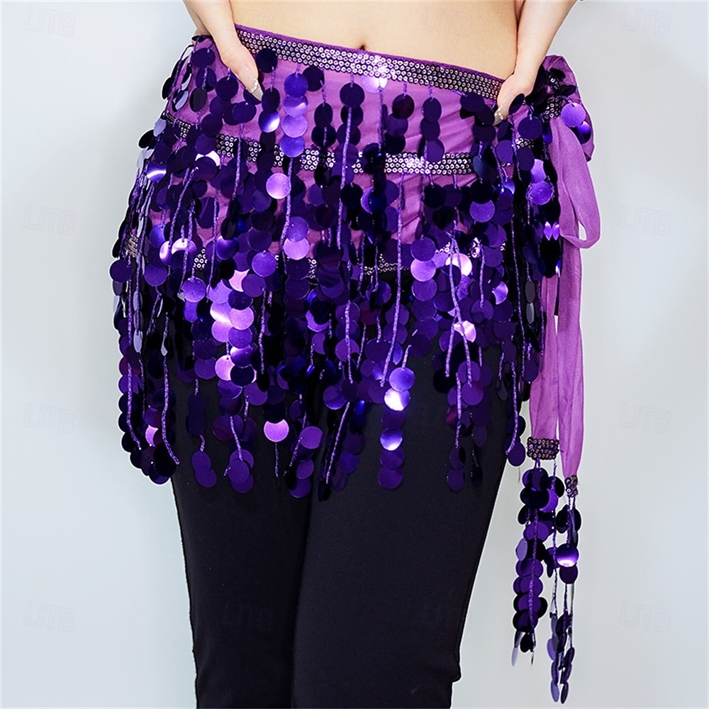 Samba Dancewear Eșarfă talie pentru dansul din buric - Fustă scurtă cu franjuri și paiete costum sexy de club de noapte pentru dansuri indiene - Costum de performanță 2026 - $30.99 –P11