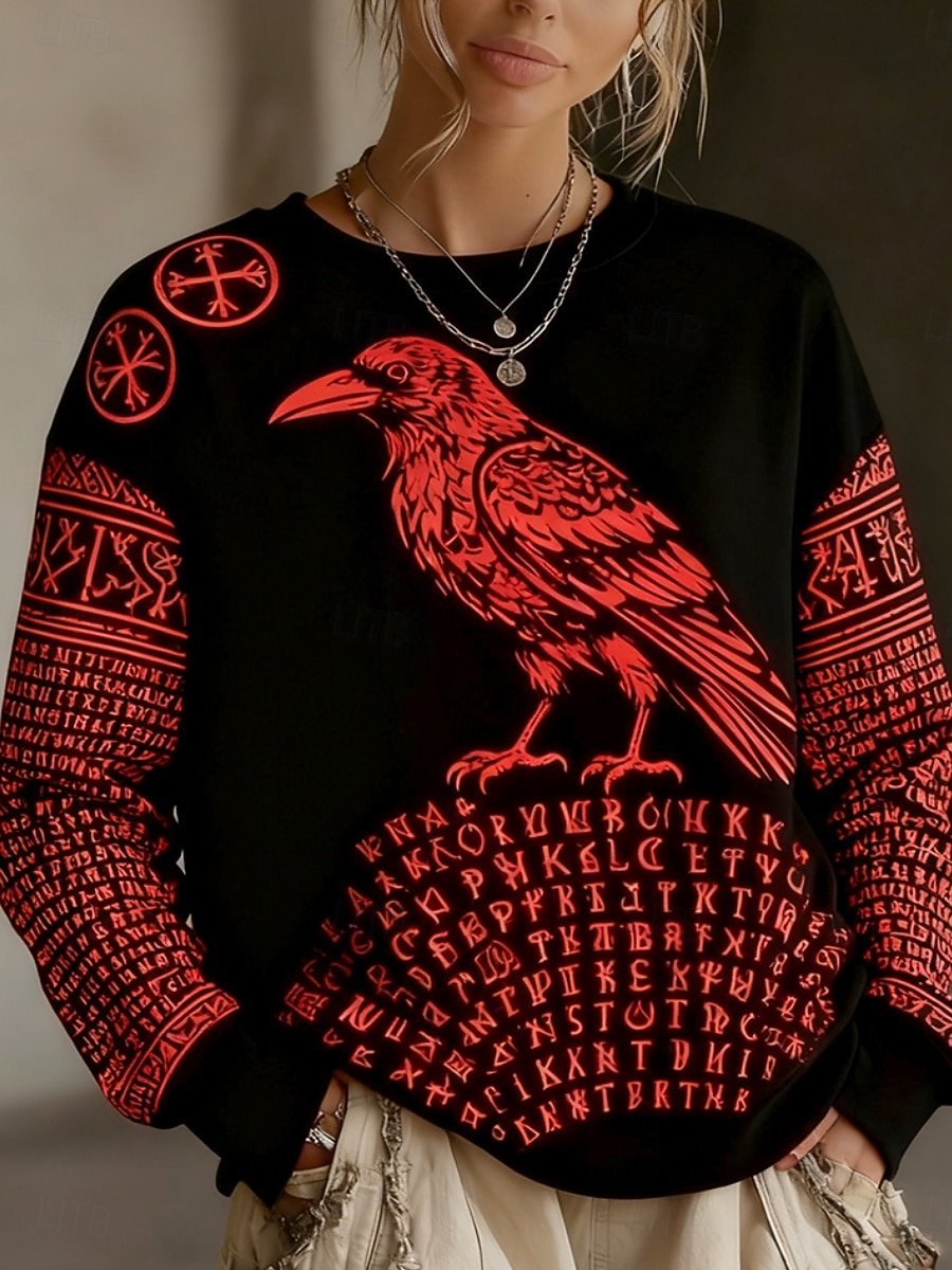 Damen Pullover Sweatshirt Grafik Vintage Lässig Langarm Rundhalsausschnitt Normale Oberteile Lässig Straße Alltagskleidung Rote Frühling Herbst Winter 2026 - $28.99 –P2