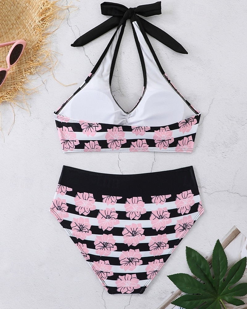 Per donna Costumi da bagno Due pezzi Birichino Costume da bagno Senza schiena Vacanza Abbigliamento da Spiaggia Floreale All'americana Senza Maniche Costumi da bagno del 2026 a $22.99 –P6