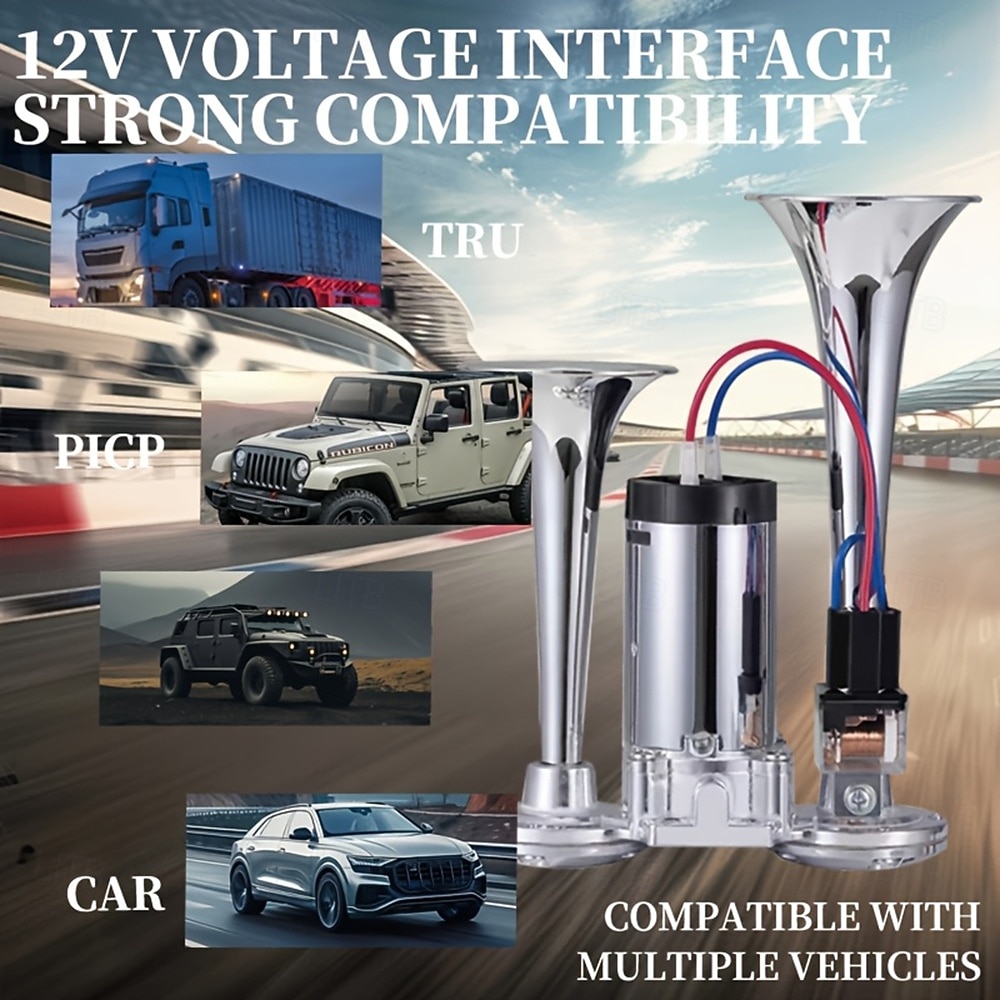 Train Model Whistle Super Loud Dual-tube Horn Air Horn Kit Dual-tube Horn with Air Compressor Suitable for Any 12V Vehicle Super Loud Car Horn Kit. Suitable for RVs SUVs Motorcycles Off-road Ve 2026 - $57.99 –P7
