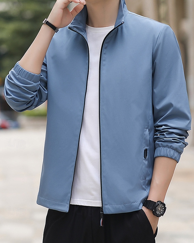 Homme Couleur Unie Veste zippée blouson aviateur Manteaux décontractés Printemps & Automne avec poches manche longue Athleisure Imperméable Léger Salle de sport Randonnée Course Entraînement Noir de 2026 ? $28.99 –P2