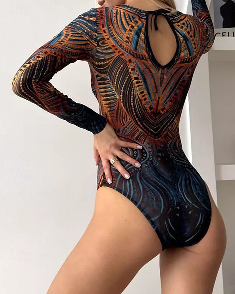 Γυναικεία Προστατευτικά Μαγιό Ολόσωμα μαγιό Γραφική Μπόχο Δίχτυ Προστασία UV Αναπνέει Μακρυμάνικο Μαγιό Σέρφινγκ Παραλία Διακοπές Άνοιξη 2026 - $25.99 –P8