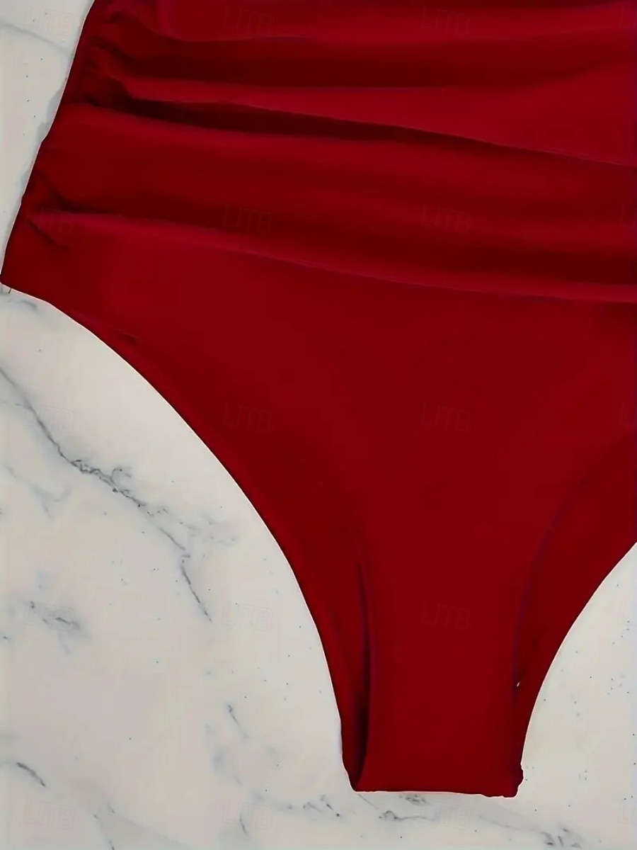 Dámské jednolité plavky zeštíhlující s řasením sexy s výřezem monokini s kontrolou břicha vysokým pasem štíhlé bez zad elegantní na dovolenou jednobarevné s V výstřihem bez rukávů 2026 - $25.99 –P10
