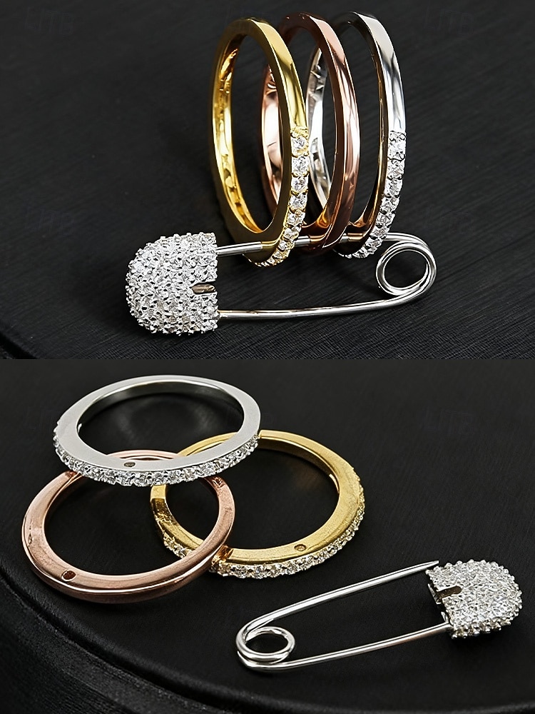 Dámský vánoční měděný prsten - elegantní tříbarevný design s čirými kameny, ideální jako sváteční dárek, slavnostní a stylový doplněk pro běžné i formální příležitosti 2026 - $11.99 –P10