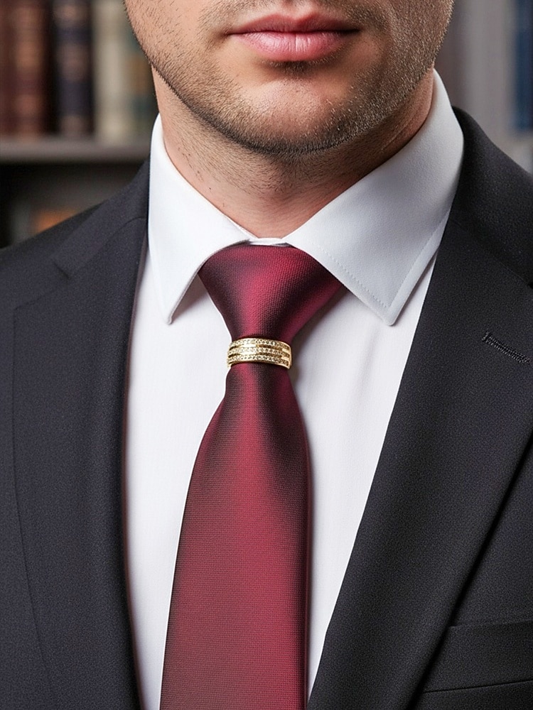 Clemă de cravată bărbătească din aliaj, culori aurii și argintii, elegantă și durabilă pentru ocazii formale și purtare de zi cu zi 2026 - $11.99 –P2
