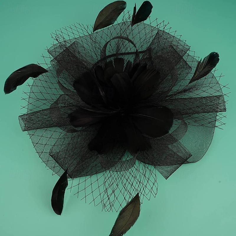 Hodepryd Fjær Tøy Bryllup Bursdag Hesteløp Elegant Årgang Klassisk Med Fjær Tyll Hodeplagg Hodeplagg 2026 - $16.49 –P4