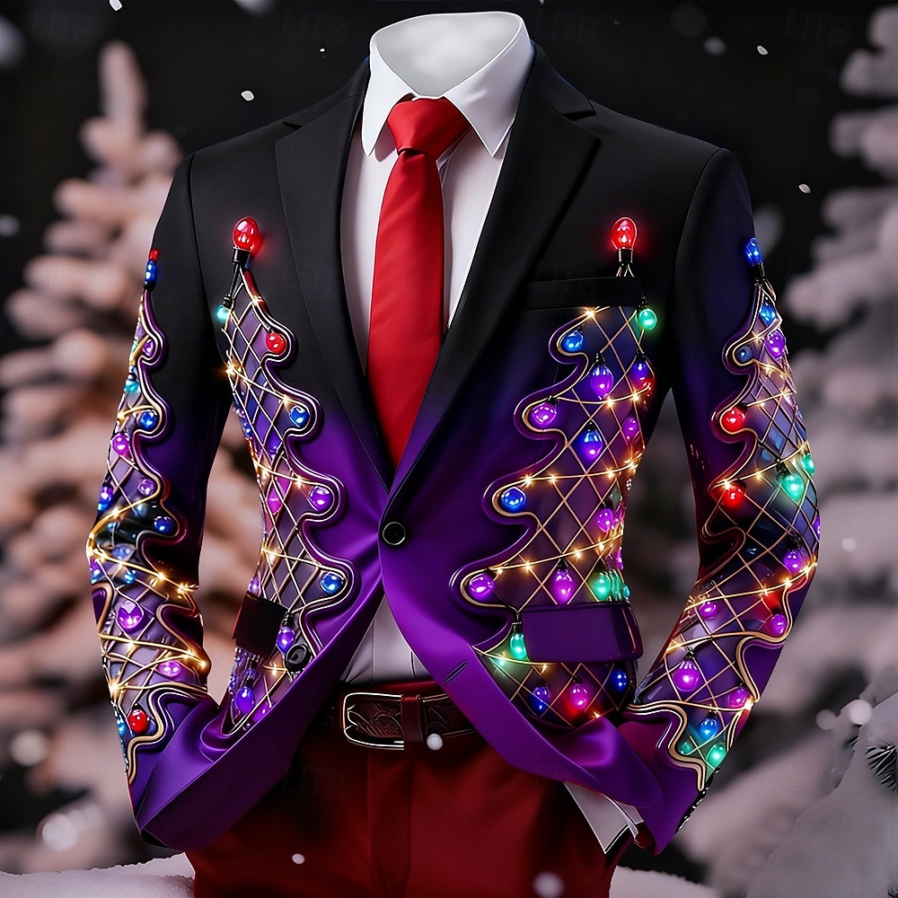 عيد الميلاد المجيد رجالي شجرة الكريسماس جاكيت بليزر معطف مريح متنفس فني كاجوال ملابس الحفلات والسهرات مناسب للبس اليومي مهرجان طباعة ثلاثية الأبعاد Buttons خريف & شتاء حز كم طويل أحمر 1 أحمر أزرق 2025 - $64.99 –P5