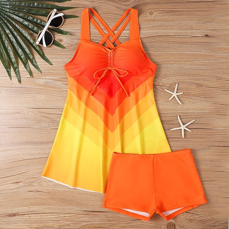 Mujer Bañadores 2 piezas Bermudas Traje de baño Espalda al Aire Vacaciones Ropa de playa Graphic Escote Redondo Sin Mangas Trajes de baño 2026 - $28.99 –P3