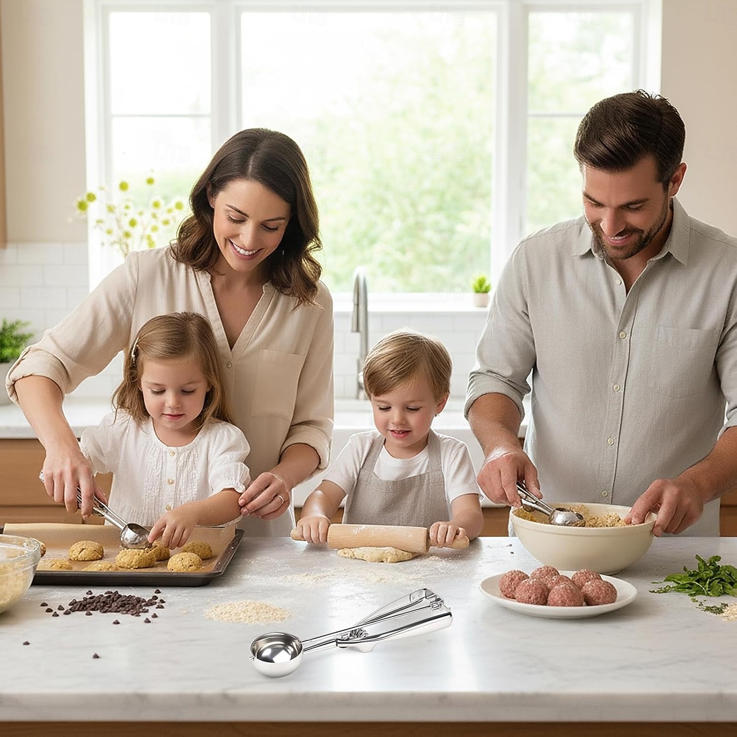 مجموعة مغارف آيس كريم مكونة من 3 قطع، مغرفة آيس كريم من الفولاذ المقاوم للصدأ مع إطلاق الزناد، مغرفة كوكيز للخبز، مغرفة عجينة كوكيز 2026 - $19.99 –P4