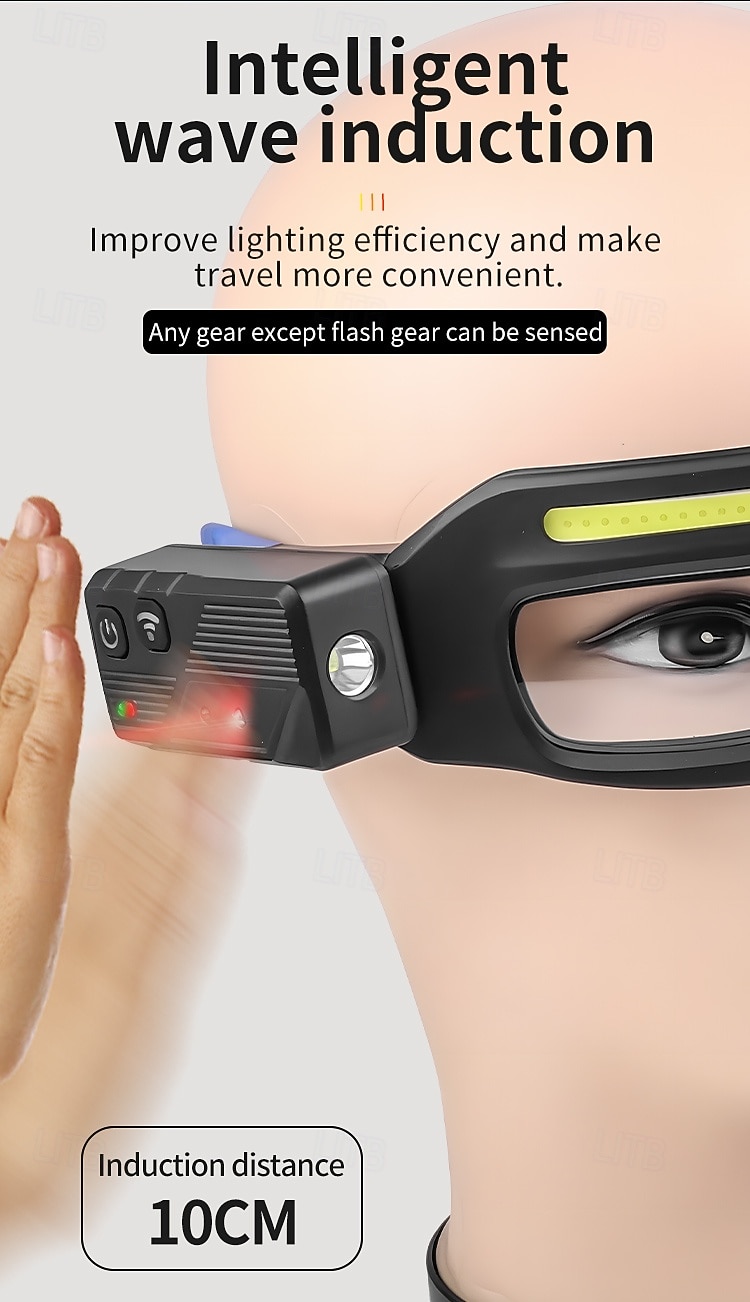 LED-koplampbril - USB-C-oplaadbaar IPX4-waterbestendig Bewegingssensoractivering 3 verlichtingsmodi Verstelbare pootjes Geschikt voor hardlopen, fietsen en buitenactiviteiten 2026 - $31.99 –P6