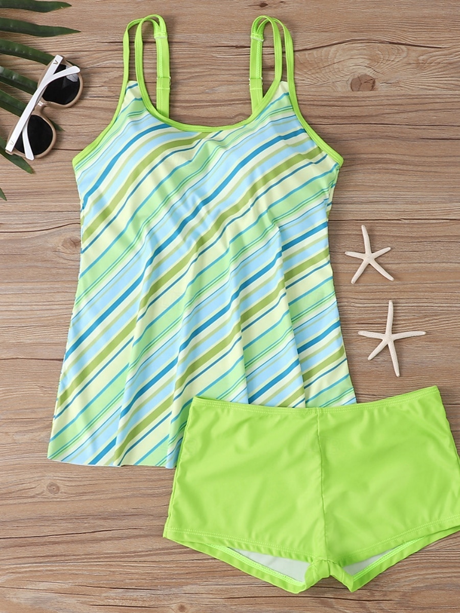 بدلة سباحة نسائية تانكيني قطعتين شورتات تحكم في البطن عالية الخصر نحيف بدون ظهر ملابس شاطئ إجازة مزينة بأنماط بيزلي برقبة على شكل حرف U بدون أكمام 2026 - $33.99 –P9