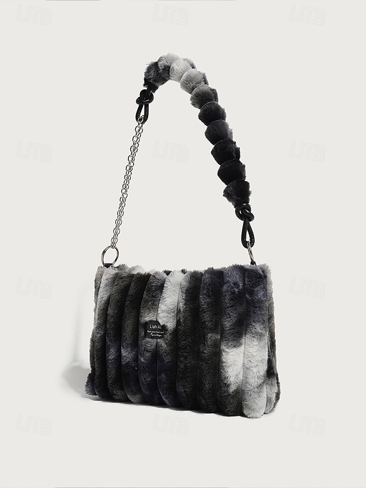 Women's Faux Fur Shoulder Bag, Multi-Color, Versatile Carry Styles, Fashionable Chain Strap, Ideal for Casual & Party Wear 2026 - $19.99 –P10