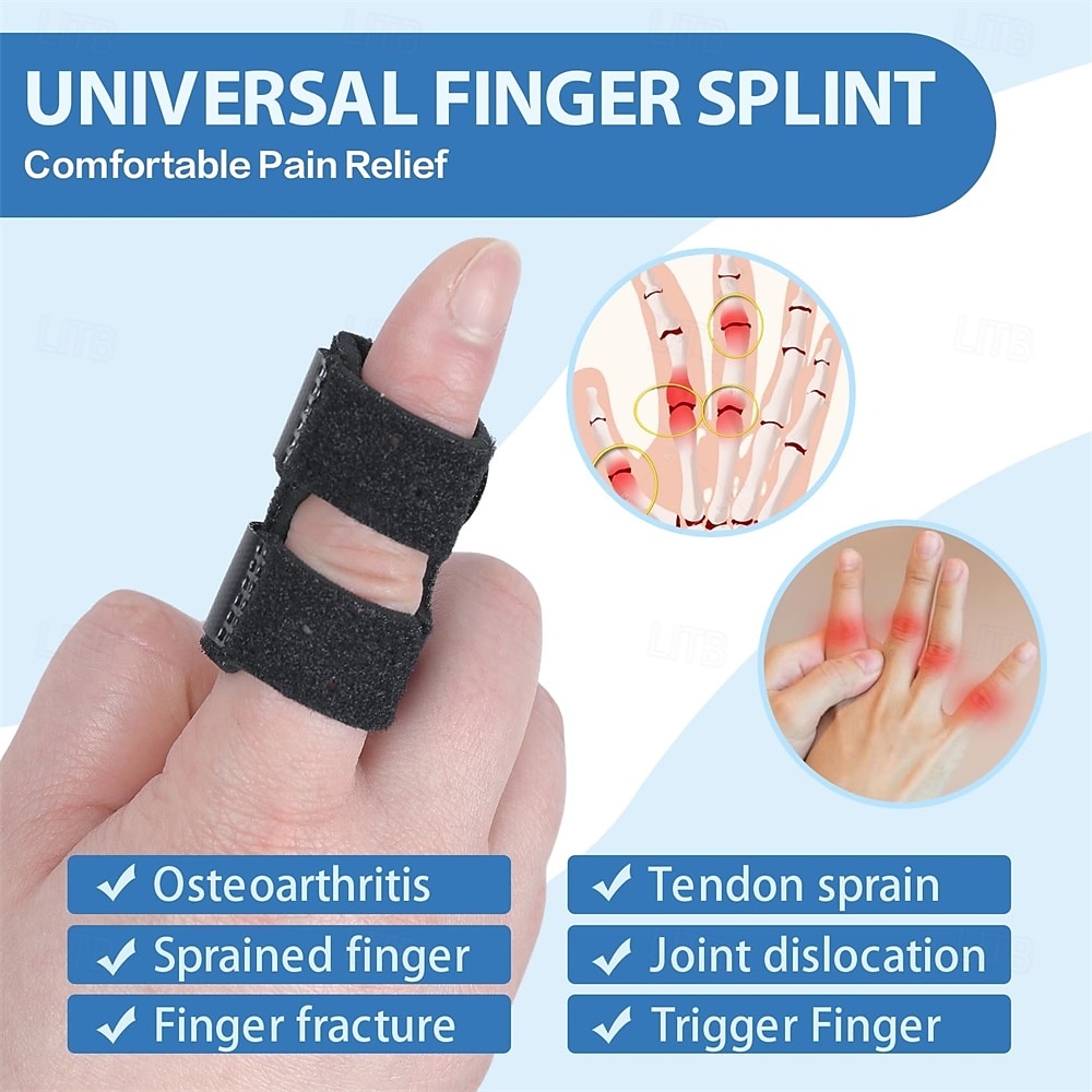 5 PCS Breathable Trigger Finger Splint, Adjustable Finger Brace, Thumb Brace for Broken Strained Arthritis for Thumb, Middle, Index, Ring, Pinky Finger Splint (5, Black) 2026 - $20.99 –P7
