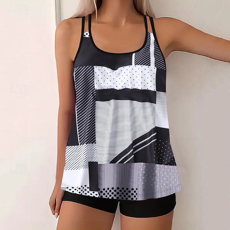 Dam Badkläder 2 st Shorts Baddräkt Öppen rygg Semester Standkläder Blommig U-hals Ärmlös Baddräkter 2026 - $28.99 –P5