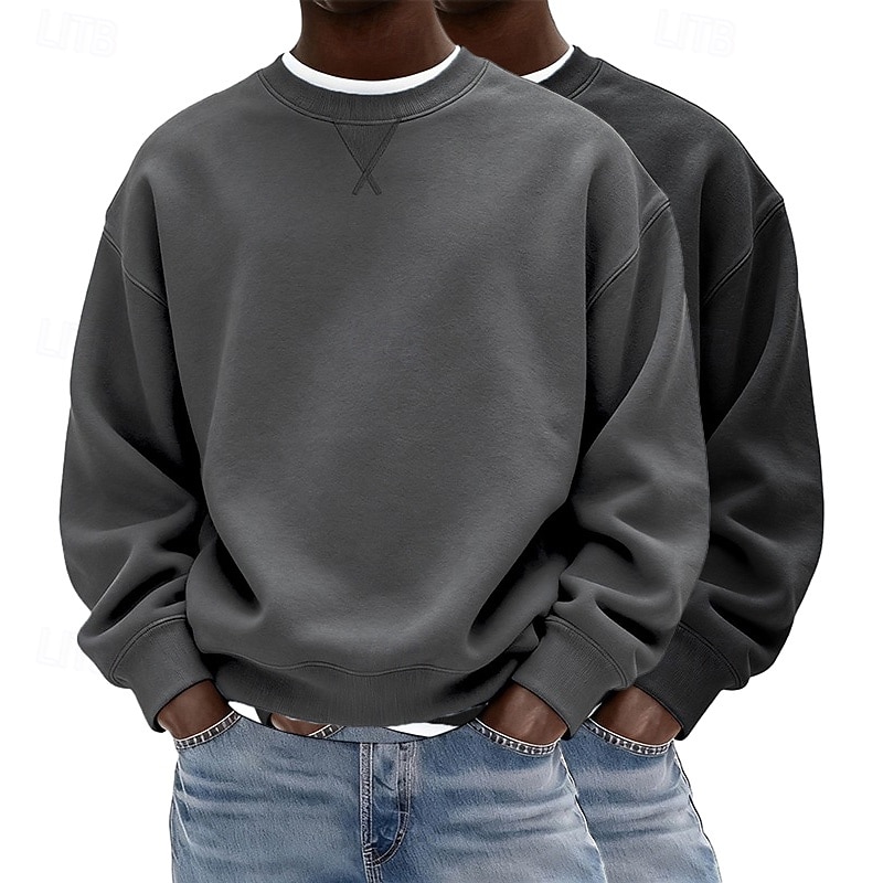 Herren Sweatshirt Pullover Lila + Blau Marineblau + Dunkelgrau Dunkelgrün + Gelb Hellgrün + Marineblau Hellblau + Hellgrün Rundhalsausschnitt Einfach Oversize Sport & Outdoor Lässig Täglich 2026 - $41.99 –P3