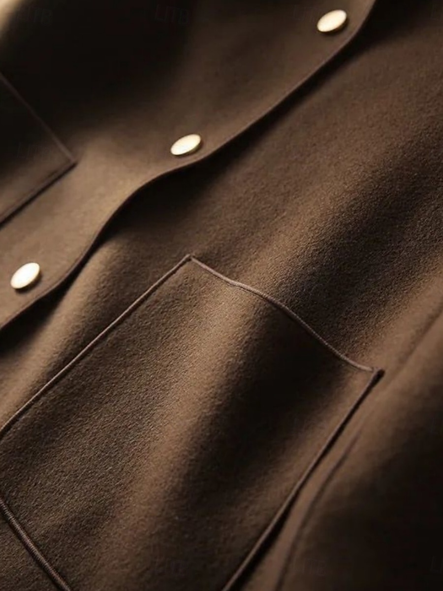 Damen Freizeitjacke Bequem Atmungsaktiv Tasche Knöpfe Lässig Einfach Urlaub Straße Lässig Alltagskleidung Einreihig Kurz Umlegekragen Normale Passform Langarm Oberbekleidung Schwarz Beige Kaffee 2026 - $25.99 –P8