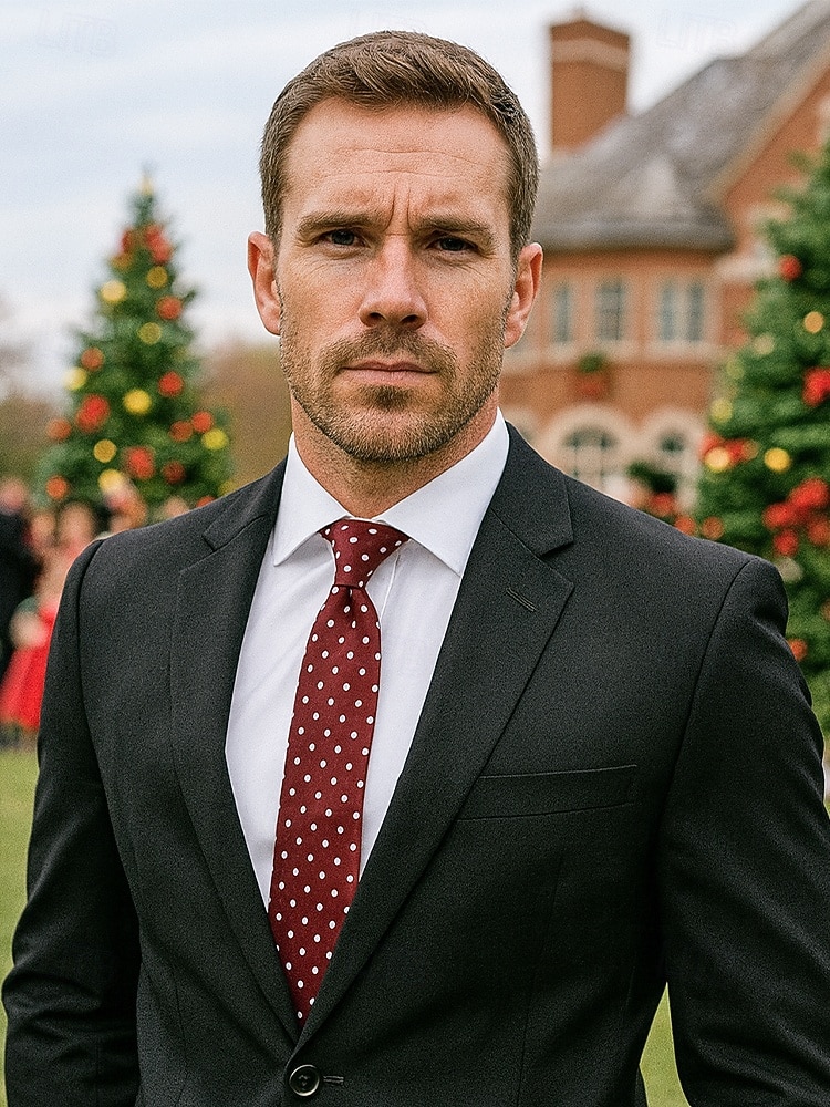 herrslips i polyester, prickigt mönster, flera färger, perfekt för jul och formella tillfällen 2026 - $11.99 –P1