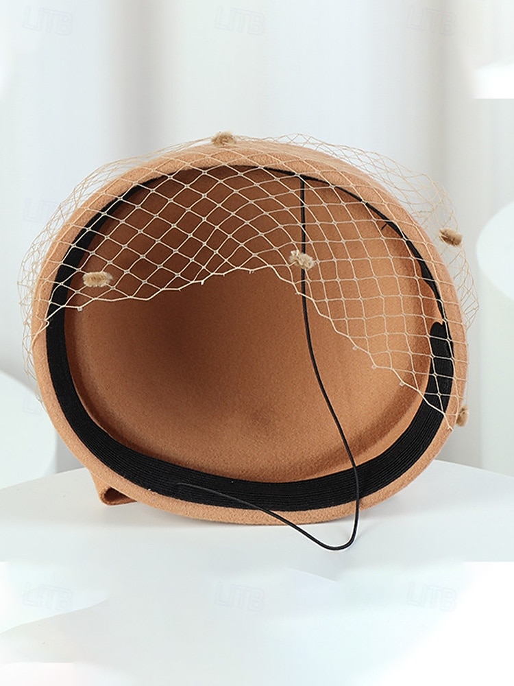 женская рождественская шапка из искусственной шерсти, с бантом и сеткой, несколько цветов для праздничных мероприятий, идеально подходит для торжеств и зимней моды 2025 - $14.99 –P6