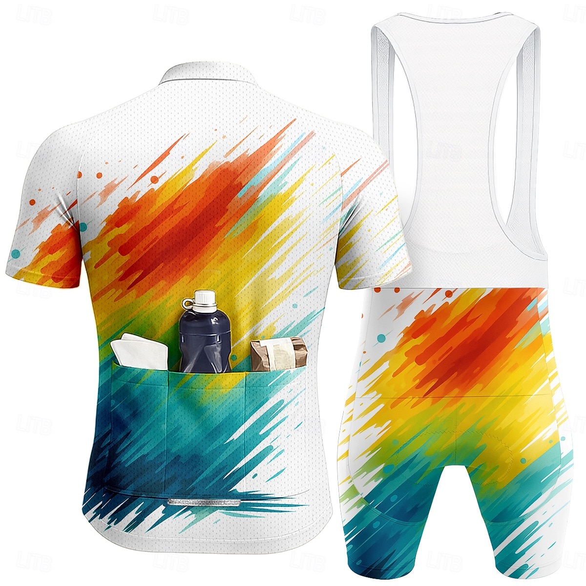 Hombre Maillot de ciclismo con culotte corto con tirantes Conjunto de camiseta de ciclismo Manga Corta MTB Bicicleta Montaña Ciclismo Carretera Verano Azul Marino Azul Naranja Geométrico Letra y 2026 - $49.99 –P2
