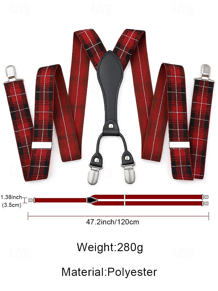 мужские рождественские подтяжки – эластичная ткань с разнообразными узорами, регулируемые и стильные, идеально подходят для праздничных вечеринок и официальных мероприятий 2026 - $18.99 –P7