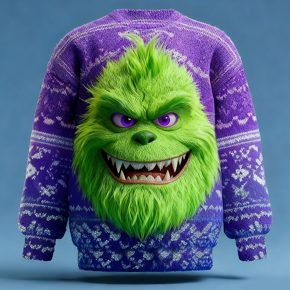 Ugly Christmas Sweater Men's Cartoon Print Holiday Pullover Sweater Jumper Knitwear Crewneck Casual Vacation Daily Festival Knitting Keep Warm Long Sleeve Spring Fall Winter Red -1 Red -2 Red -3 2026 - $39.99 –P4