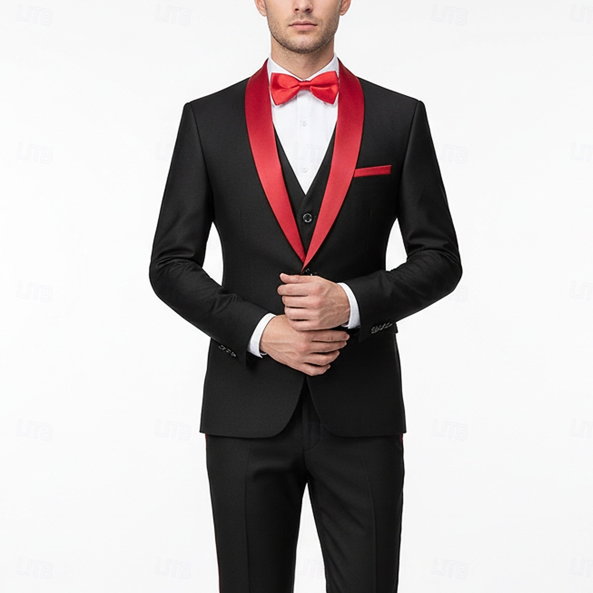 Herren Smokings Partyanzüge Lässig Schwarz Weiß Frühling, Herbst, Winter, Sommer Anzug Schalkragen Mode Party Patchwork Figurbetonter Schnitt 3-teilig Einreiher - 1 Knopf 2026 - $125.99 –P3