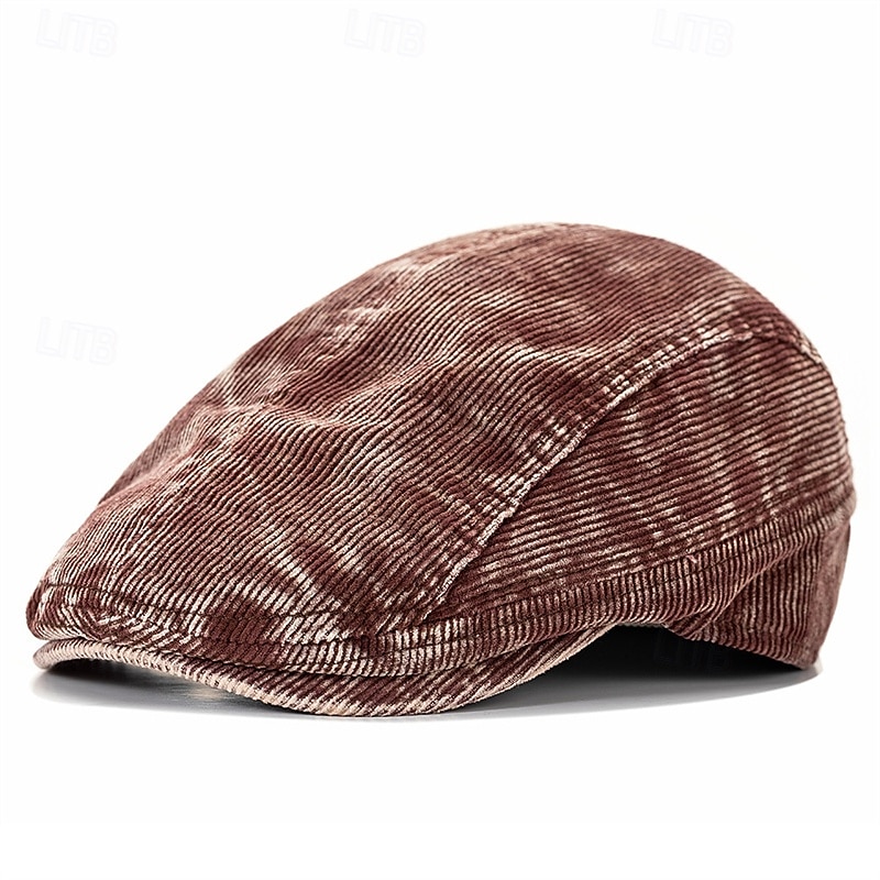 Homens Boina Chapéu Ascot chapéu de jornaleiro Preto Vinho Veludo Cotelê Jacquard Moda Casual Rua Diário Tecido Ajustável Filtro Solar Respirável de 2026 por $16.99 –P6