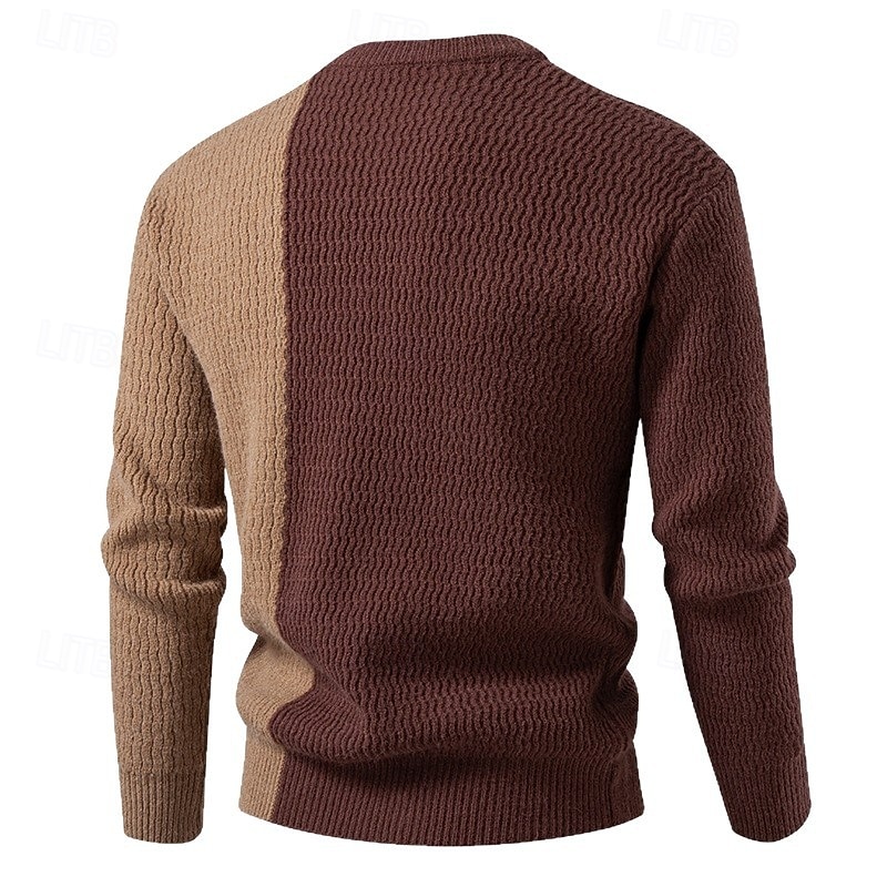 Hombre Pulóveres Suéter de punto Suéter desgastado Estriado Tejer Tops regulares Retazos Bloque de Color Plano Cuello Barco Prendas de punto Moderno Casual Ropa Cotidiana Ropa Otoño invierno Negro 2026 - $34.99 –P6