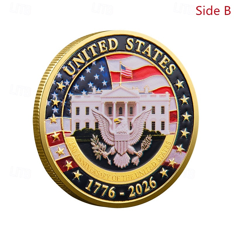250th Anniversary Commemorative Coins - Golden American Flag & Liberty Bell Design Collectible Coins, Durable Metal Anniversary Coins for Display, Collectors Patriotic Semiquincentennial 2026 - $15.99 –P13