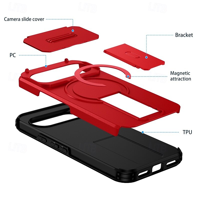 телефон Кейс для Назначение Google Пиксель 10 Про Пиксель 10 Пиксель 9 Про Пиксель 9 Кейс на заднюю панель со стендом Защита от удара броня ПК Кожа PU 2025 - $11.99 –P20