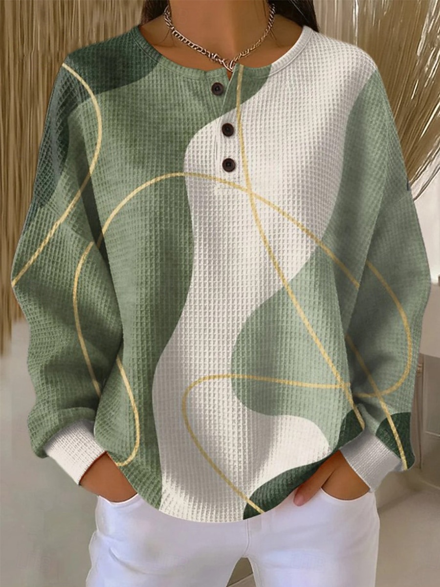 Damskie Bluza z kapturem Geometryczny Moda Moda miejska Długi rękaw Półgolf Zwykłe topy Codzienny Na co dzień Jasnoróżowy Żółty Pomarańczowy Zielony Khaki Wiosna Jesień Zima 2026 - $28.99 –P1