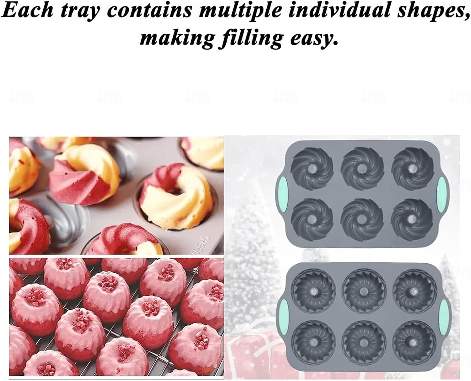 Forma na ledový věnec, vánoční forma na ledový věnec, vánoční silikonové formičky/tácky na kostky ledu ve tvaru vánočních kostek, 6dírková silikonová forma vhodná na kostky ledu, dorty, mýdlo, 2026 - $10.49 –P8