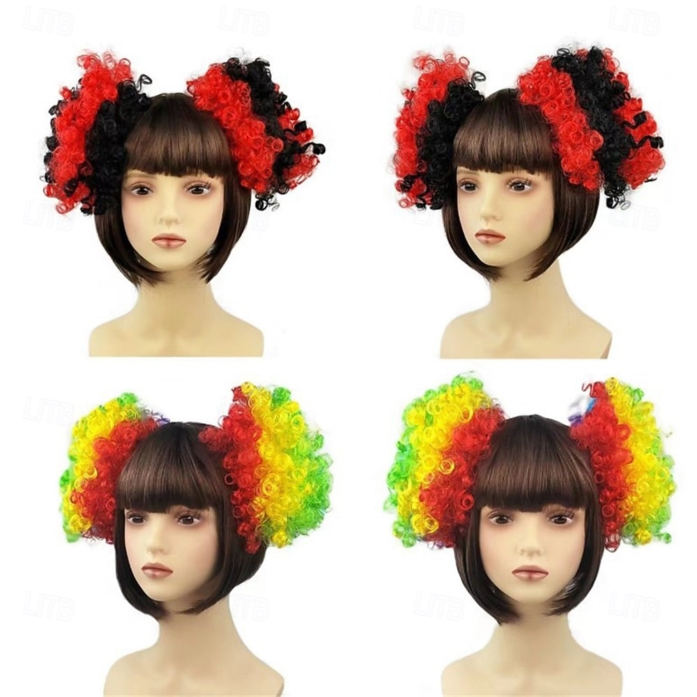 Carnival Wig 2026 Red Black Blue Curly Afro Short Synthetic Festival Wig Mardi Gras Parade Cosplay Costume Hair for Women 2026 - $10.49 –P6
