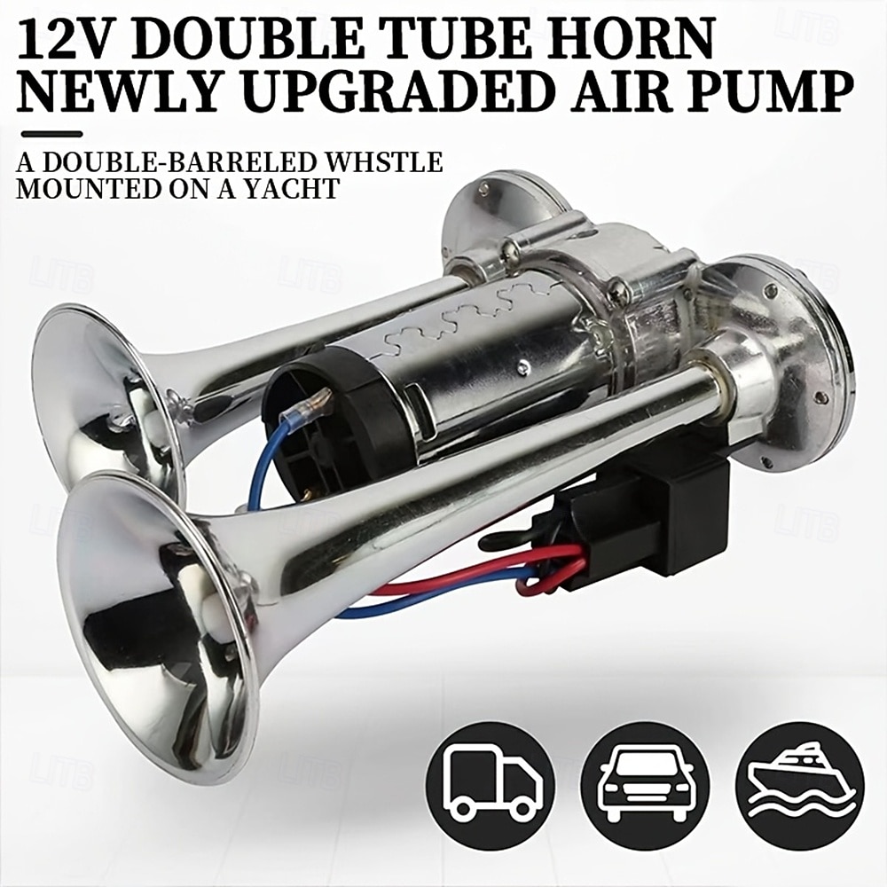 Train Model Whistle Super Loud Dual-tube Horn Air Horn Kit Dual-tube Horn with Air Compressor Suitable for Any 12V Vehicle Super Loud Car Horn Kit. Suitable for RVs SUVs Motorcycles Off-road Ve 2026 - $57.99 –P2
