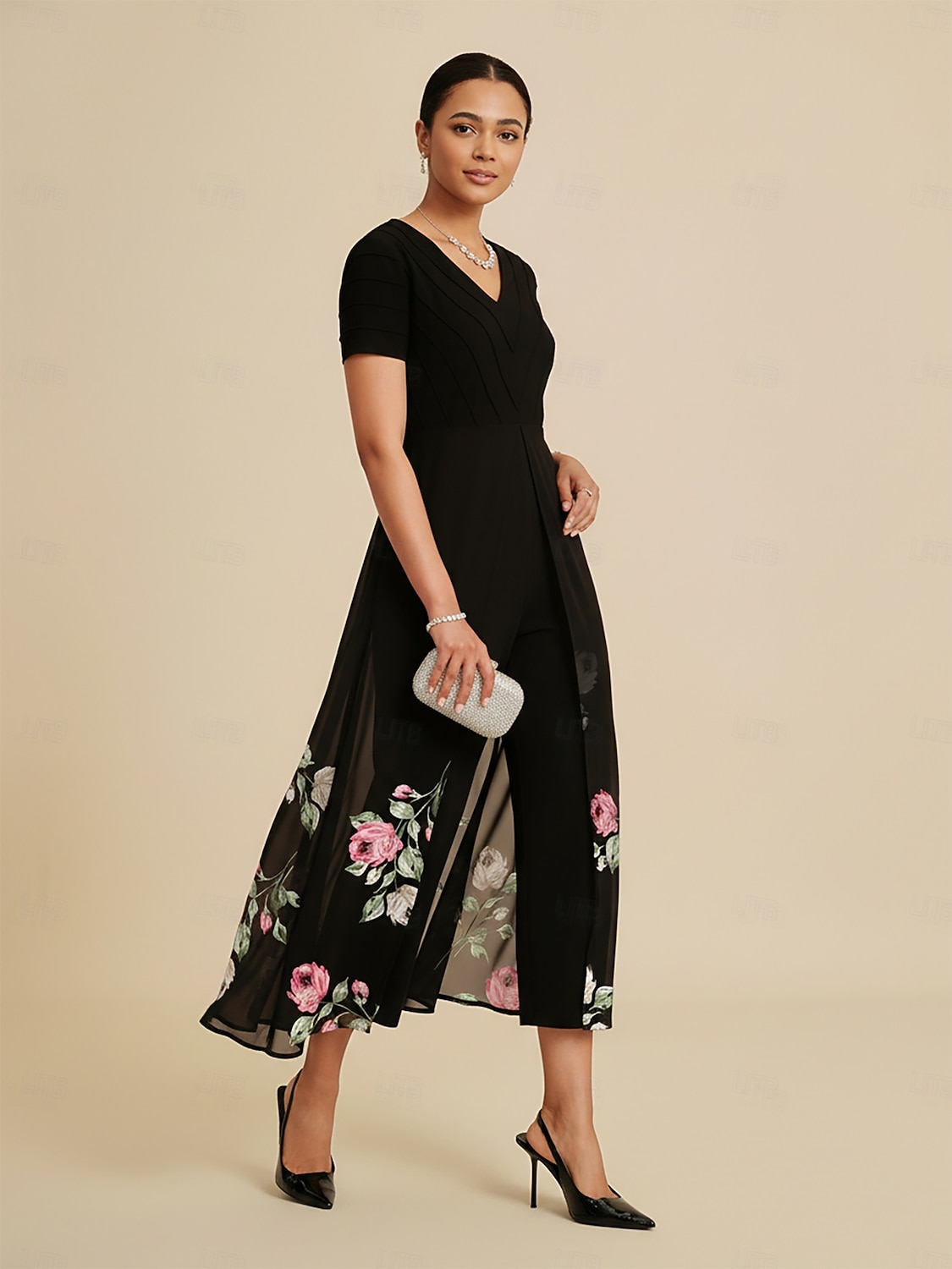 комбинезон в стиле пэчворк с градиентным принтом Tencel Roma для вечеринки в отпуске 2025 - $124.99 –P1