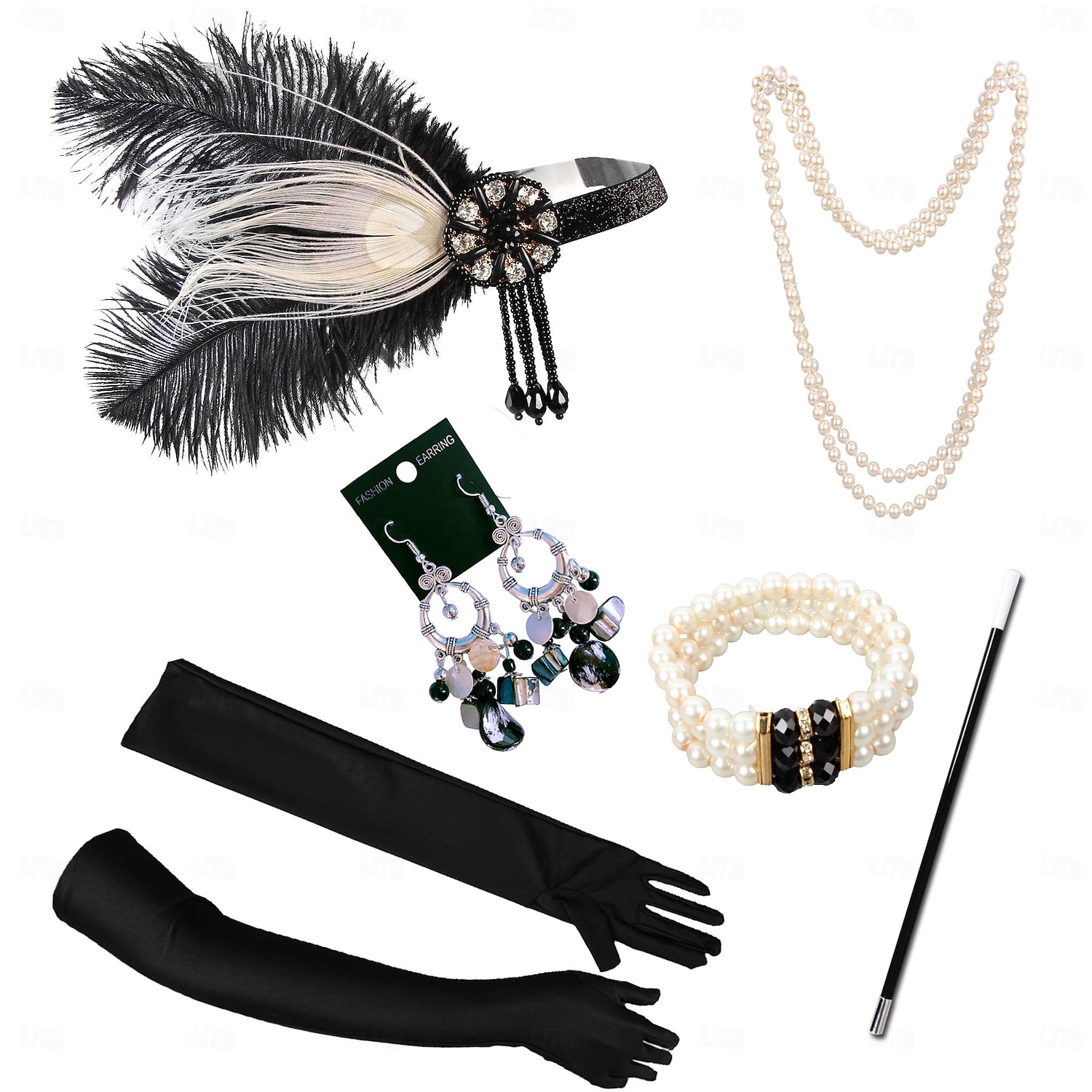 Conjunto Rugido 20s 1920s Retro Antiguo Diadema de estilo flapper Para la Cabeza Conjunto de accesorios El gran Gatsby Chica de la aleta Pluma Disfraz Mujer Navidad Carnaval Mascarada Fiesta temática 2026 - $22.05 –P1