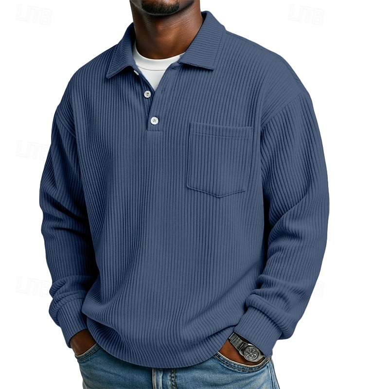 Hombre Camisa de Pana Con Texturas Casual Deportes Diseño Manga Larga Moda Básico Bloque de color Bolsillo Botones Otoño Primavera & Otoño Otoño invierno Ajuste regular Negro Gris Azul Claro Azul 2026 - $25.99 –P1