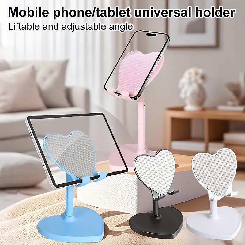 2 Pack Heart-shaped desktop phone stand with an adjustable folding design compatible with various smartphones and tablets suitable for multiple mobile devices. 2026 - $10.99 –P1
