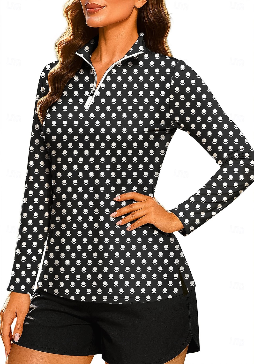 Per donna Geometrico A Pois A righe Top Maglietta Maglietta sportiva Polo da golf Manica Lunga Pois Righe Stampato UPF50+ Resistente ai Raggi UV Protezione UV Elastico Traspirante Pilates Pallavolo del 2026 a $25.99 –P1