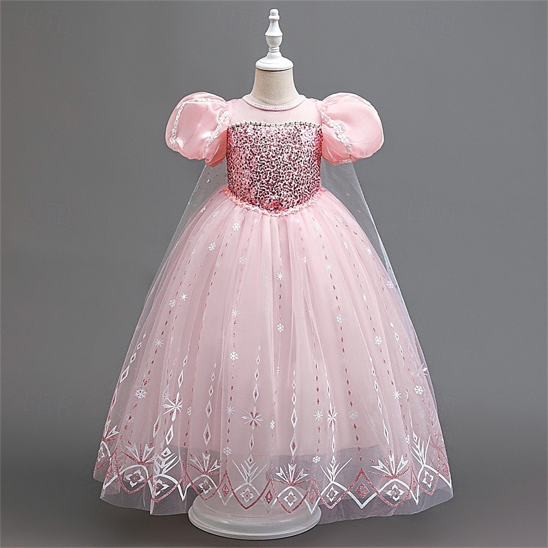 Неделя книги 2026, детское платье для девочек, вечернее платье, платье с коротким рукавом и снежинками, для торжественных мероприятий, выступлений, особых случаев, с пайетками, сетчатое, модное, повседневное, принцесса, макси-платье, вечернее платье, плат 2026 - $36.99 –P7